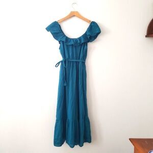 Get Ready for Summer! Ruffled Teal Midi Dress XS